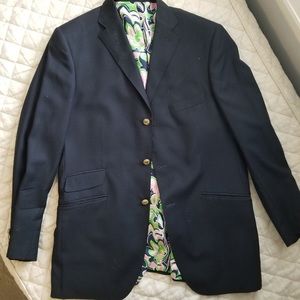 Lily Pulitzer navy blazer with pink/green lining